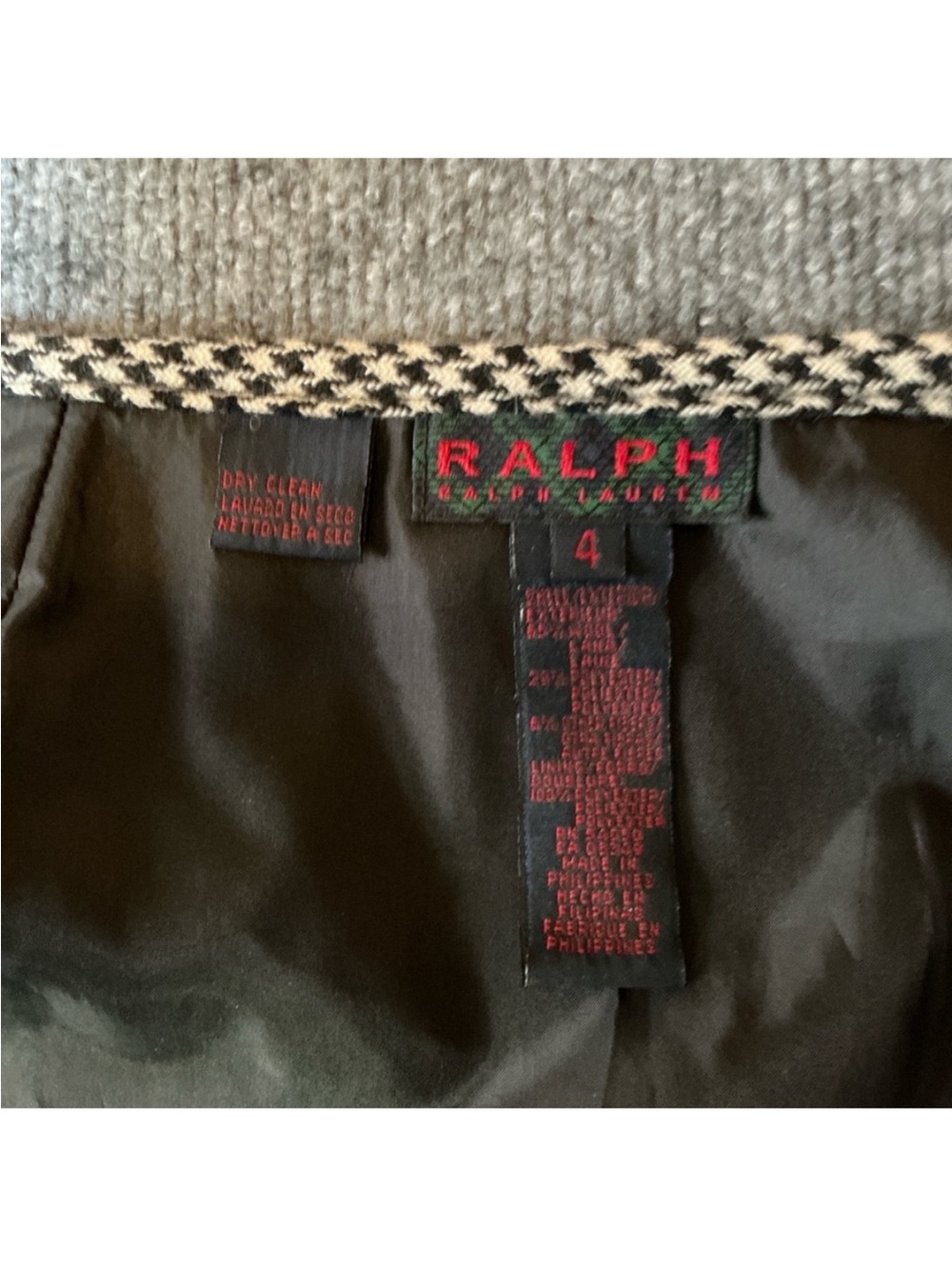 Vintage Ralph by Ralph Lauren Mini Skirt in Black and White houndstooth - Picture 3 of 11